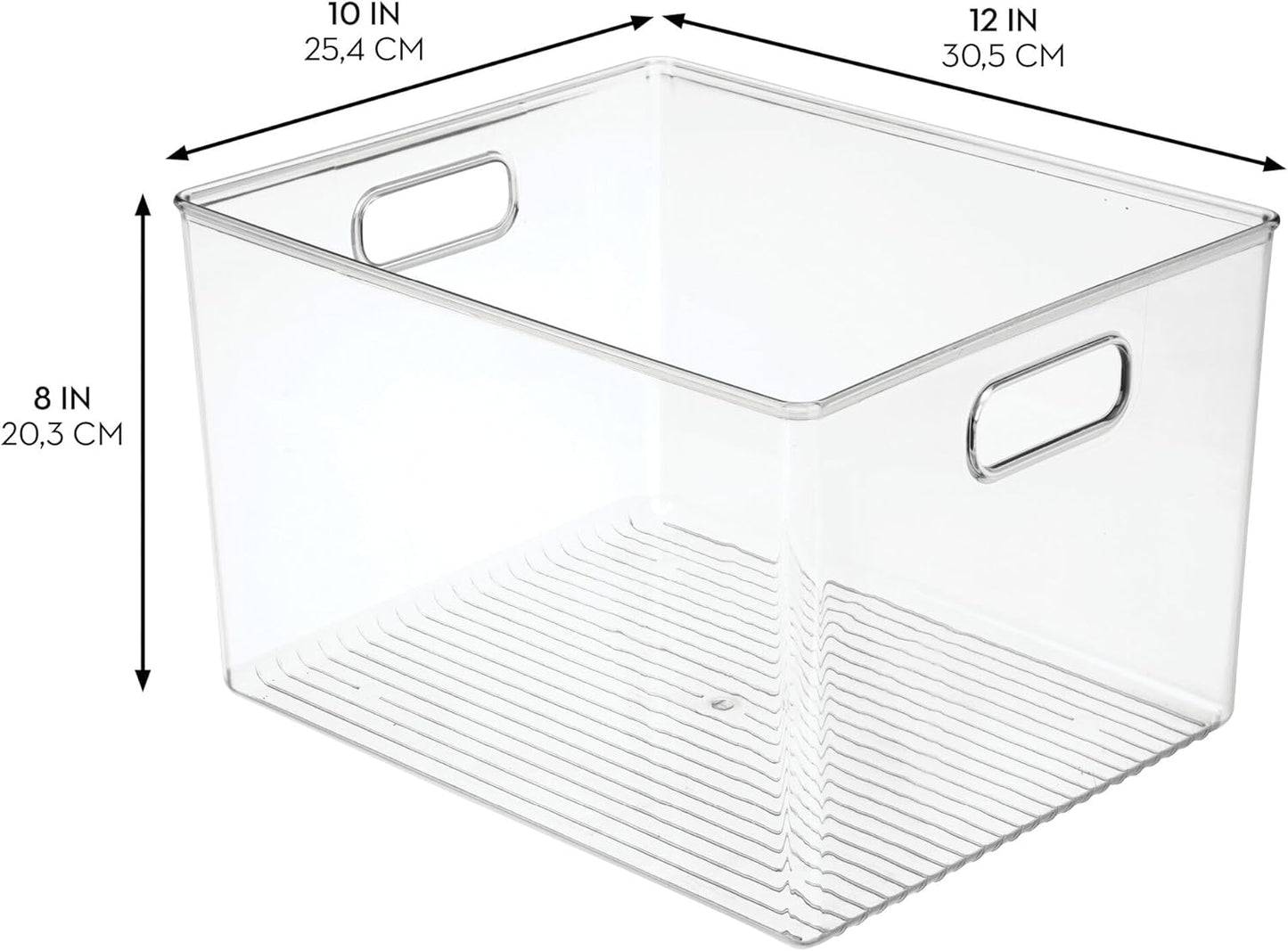 Storage Bins with Handles, Set of 4, Clear | Organize Kitchen, Organize Bathroom, Organize Home Office