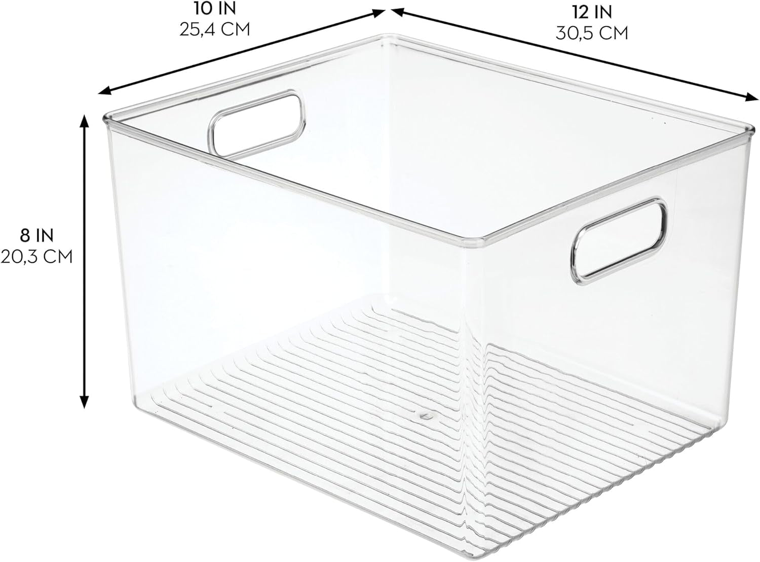 Storage Bins with Handles, Set of 4, Clear | Organize Kitchen, Organize Bathroom, Organize Home Office
