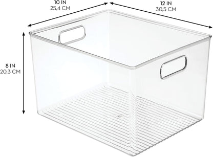 Storage Bins with Handles, Set of 4, Clear | Organize Kitchen, Organize Bathroom, Organize Home Office