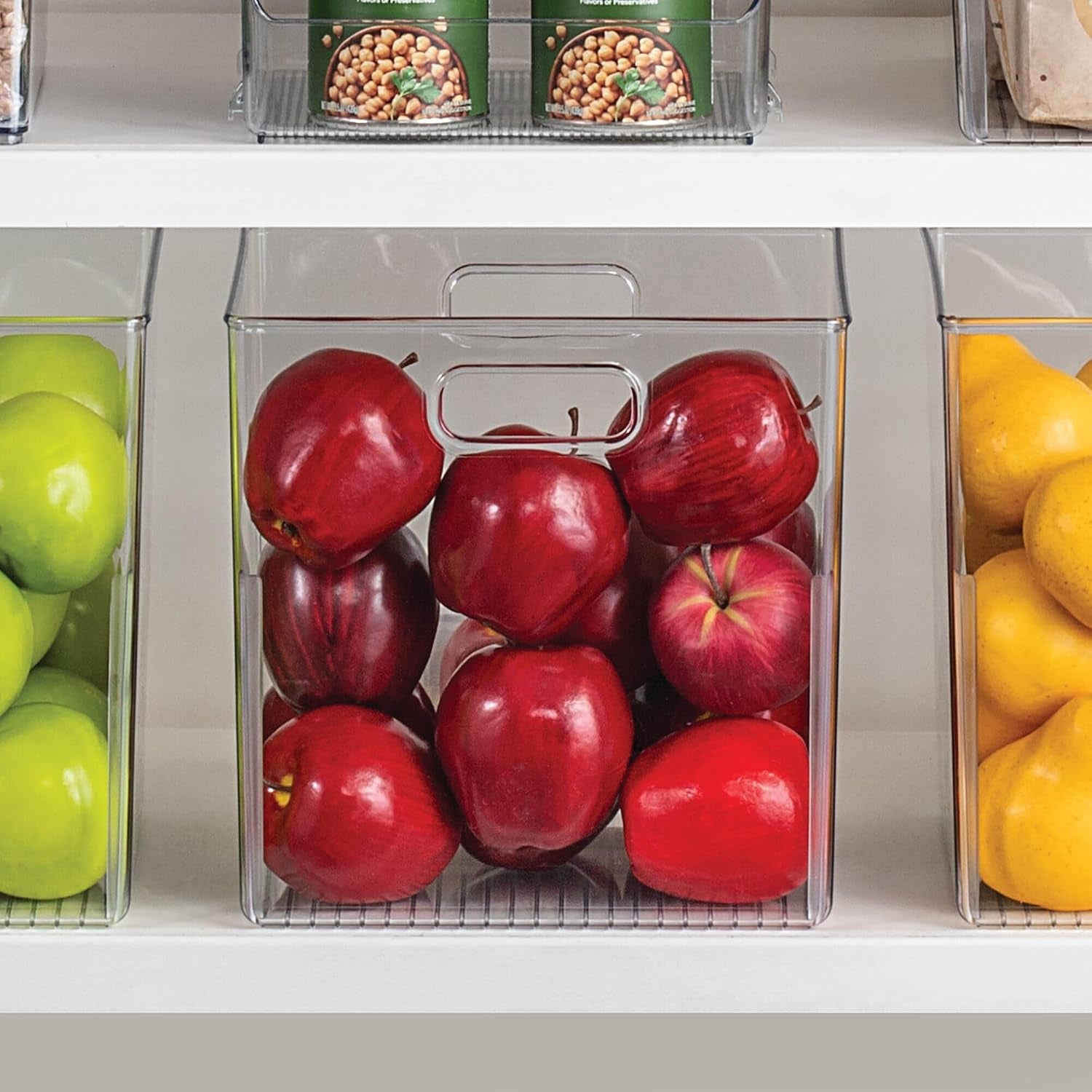 Storage Bins with Handles, Set of 4, Clear | Organize Kitchen, Organize Bathroom, Organize Home Office