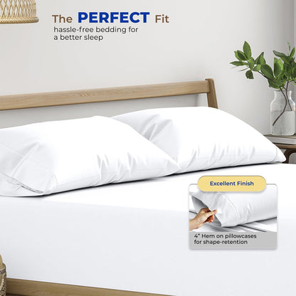 100% Pure Egyptian Cotton Pillow Cases - 600 Thread Count Pillow Cases Queen/Sta