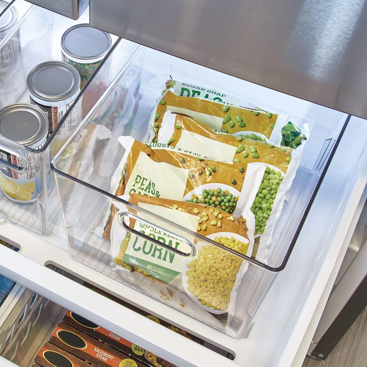 Storage Bins with Handles, Set of 4, Clear | Organize Kitchen, Organize Bathroom, Organize Home Office