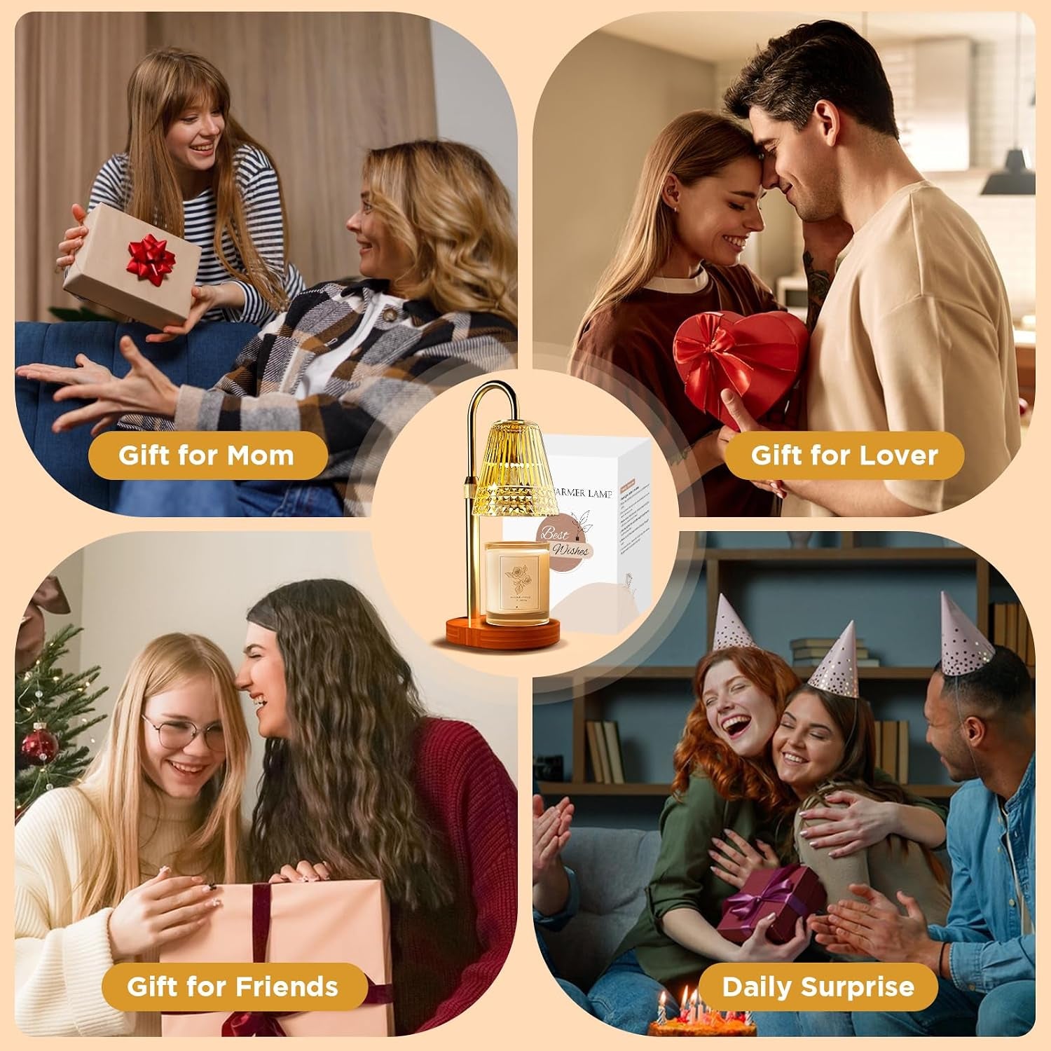Candle Warmer Lamp with Timer, Dimmable Electric Wax Melter with Adjustable Height, Eco-Friendly Scented Candle Lamp for Gifts, Safe and Smoke-Free, Ideal for Moms and Friends, Perfect for Home Décor