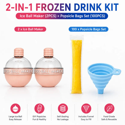 100PCS Transparent Popsicle Mold Bags - Leakproof Zip-Seal Disposable Freezer Tubes with Silicone Funnel, Kitchen Utensil for Freezing Juice, Frozen Fruit Pops Lolly & Ice Cream Moulds