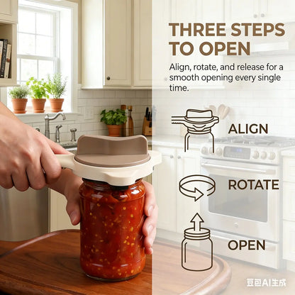 2026 New 4-In-1 Stainless Steel Jar Opener - Adjustable, Sturdy, Lightweight Kitchen Utensils Hanging Lid Remover, Bottle Opener for Seniors, Fits Jars, Bottles, Cans