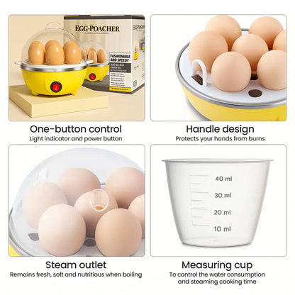 Rapid Egg Cooker,350W Rapid Electric Egg Maker, Egg Steamer,Egg Boiler,Cookers with Automatic Shut Off,7 Eggs Capacity Lazy Egg Boiler,Multifunction Heated Milk,Heated Food