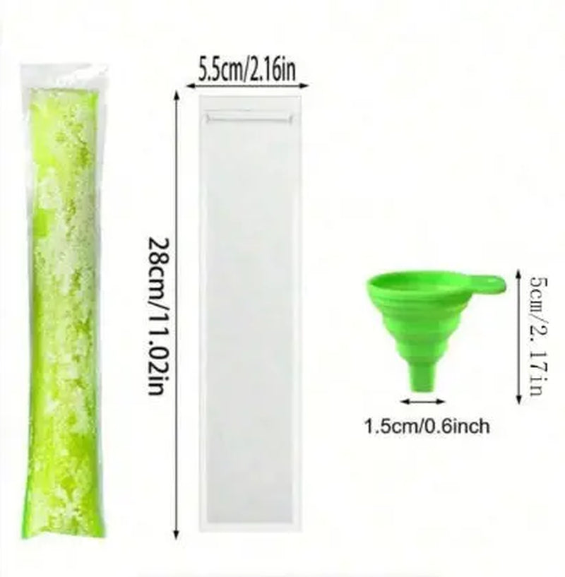 100PCS Transparent Popsicle Mold Bags - Leakproof Zip-Seal Disposable Freezer Tubes with Silicone Funnel, Kitchen Utensil for Freezing Juice, Frozen Fruit Pops Lolly & Ice Cream Moulds