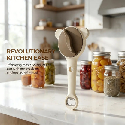 2026 New 4-In-1 Stainless Steel Jar Opener - Adjustable, Sturdy, Lightweight Kitchen Utensils Hanging Lid Remover, Bottle Opener for Seniors, Fits Jars, Bottles, Cans